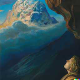 someone gazing at Mount Everest, painting by Sandro Botticelli generated by DALL·E 2